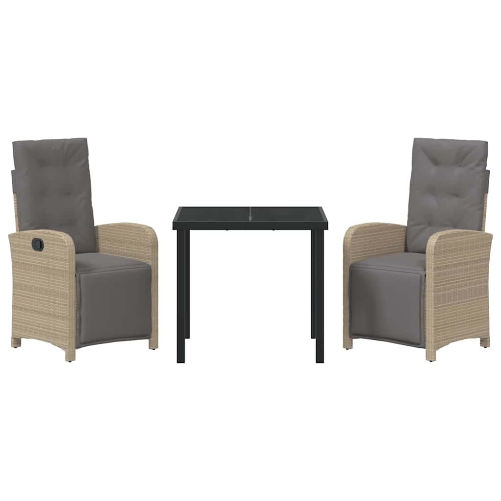 Garten Essgruppe 3 pcs Beige Poly-Rattan