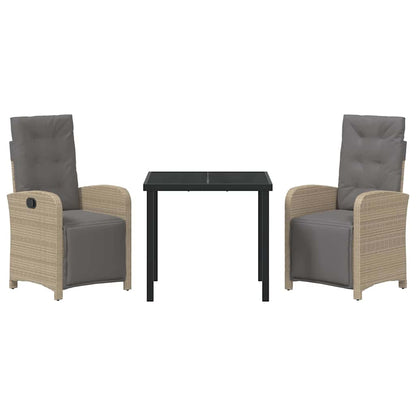 Garten Essgruppe 3 pcs Beige Poly-Rattan
