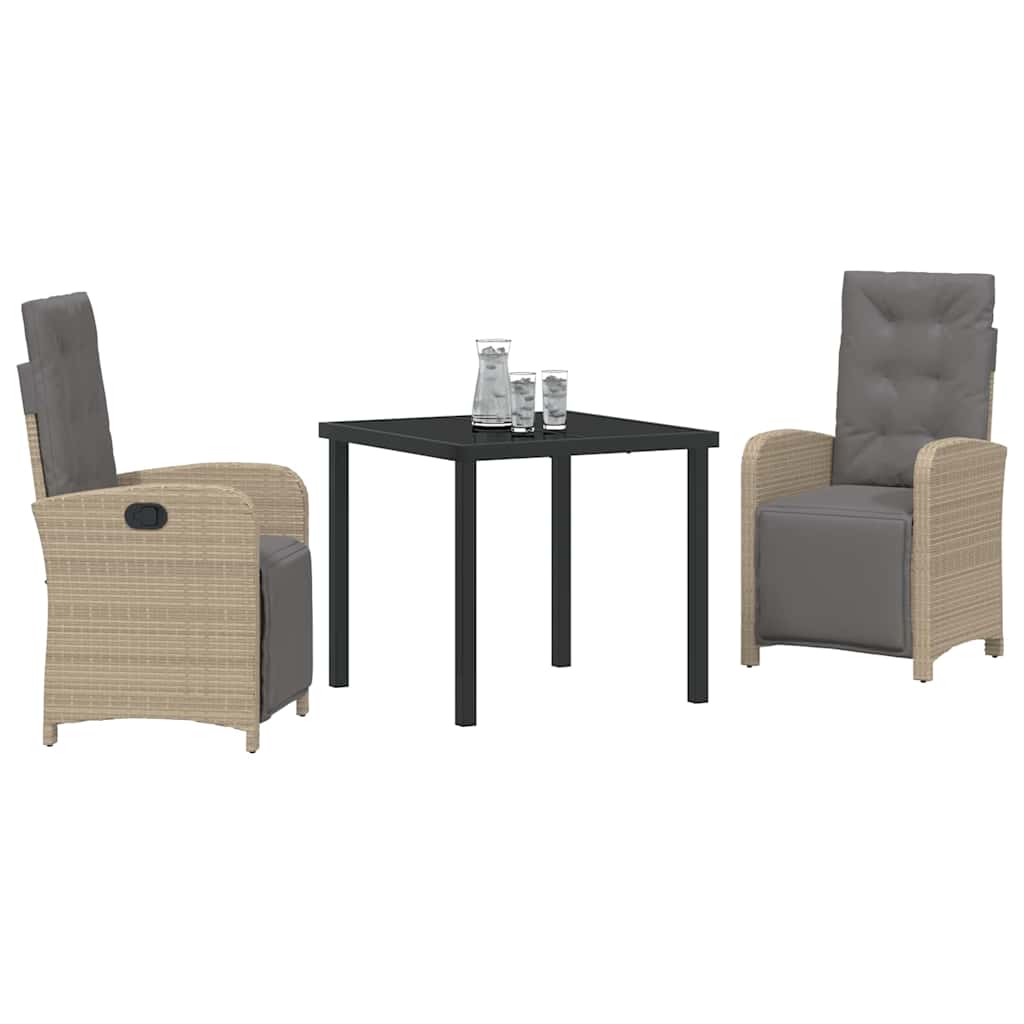 Garten Essgruppe 3 pcs Beige Poly-Rattan