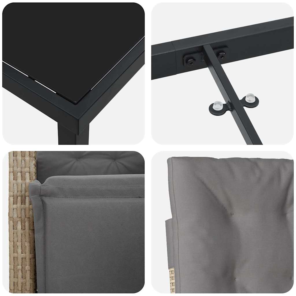 Garten Essgruppe 5 pcs Beige Poly-Rattan