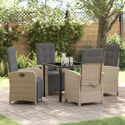 Garten Essgruppe 5 pcs Beige Poly-Rattan