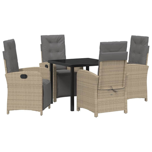 Garten Essgruppe 5 pcs Beige Poly-Rattan