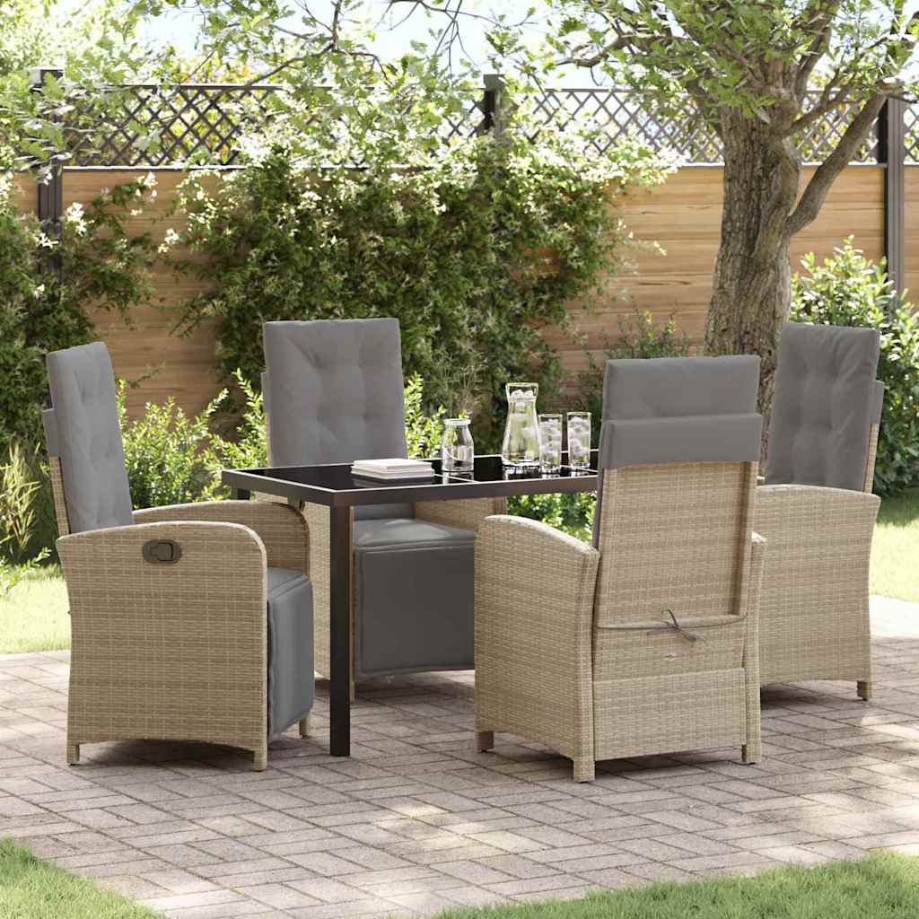 Garten Essgruppe 5 pcs Beige Poly-Rattan