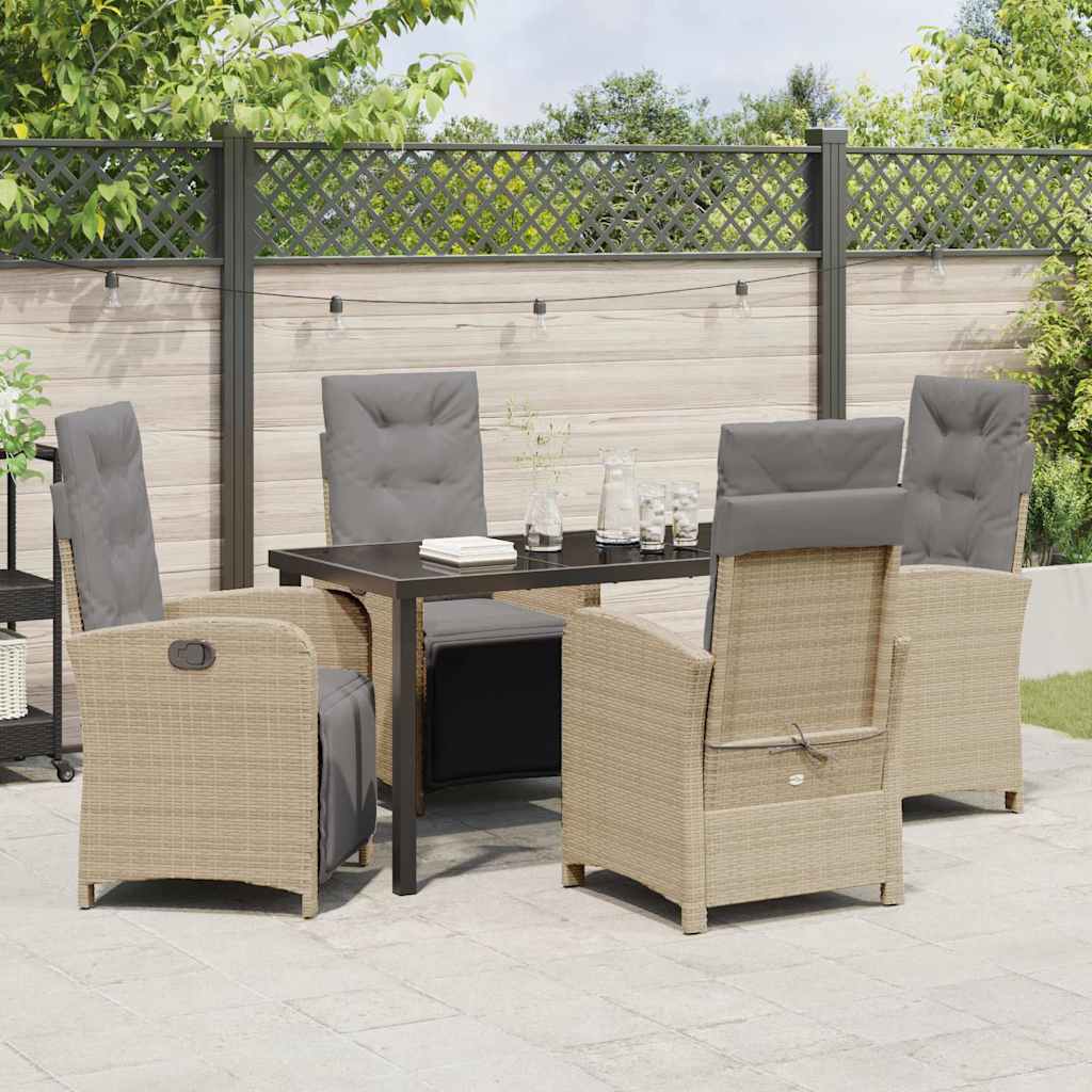 Garten Essgruppe 5 pcs Beige Poly-Rattan