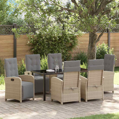 Garten Essgruppe 7 pcs Beige Poly-Rattan