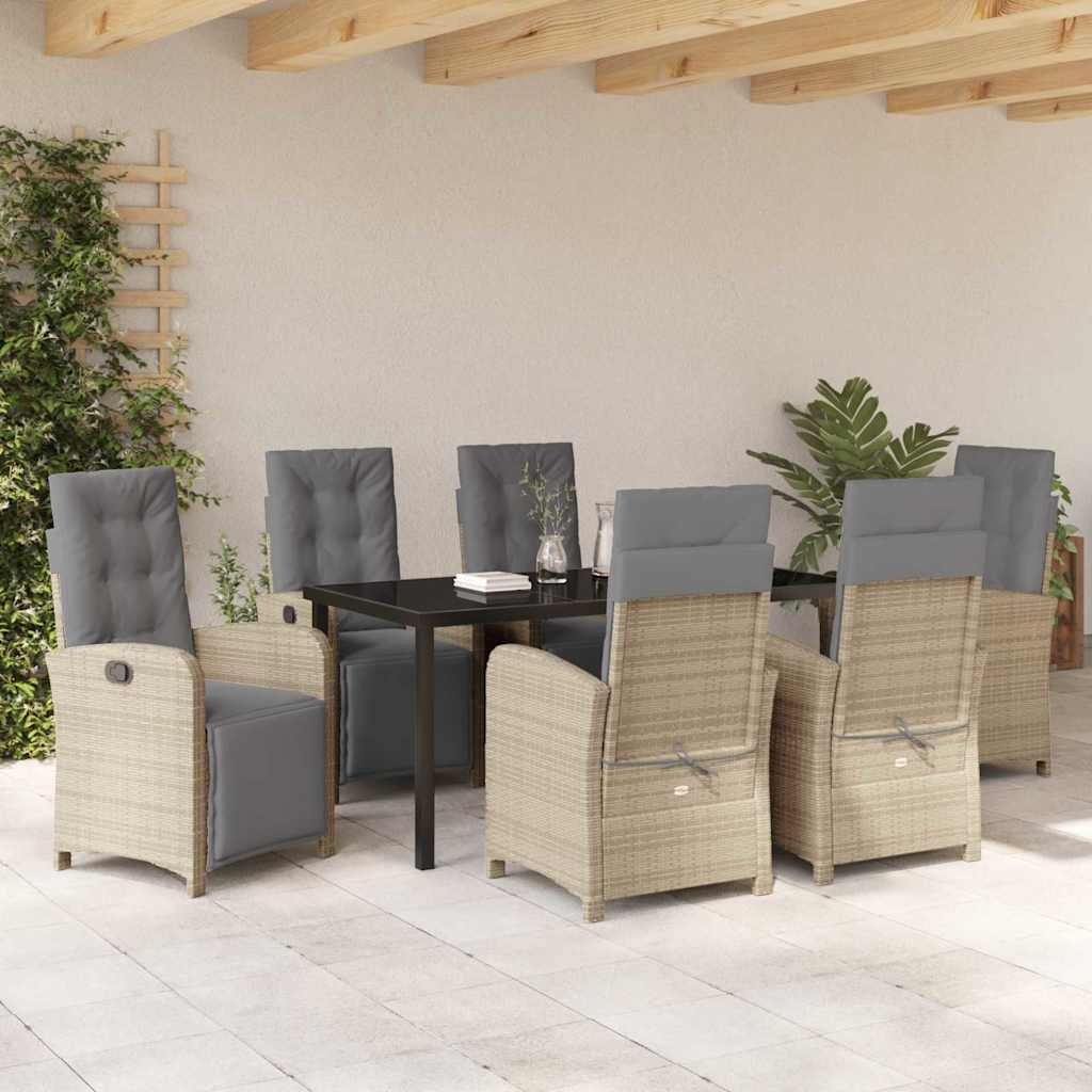 Garten Essgruppe 7 pcs Beige Poly-Rattan