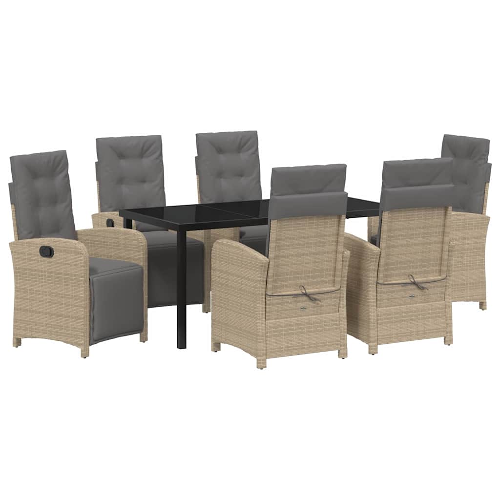 Garten Essgruppe 7 pcs Beige Poly-Rattan