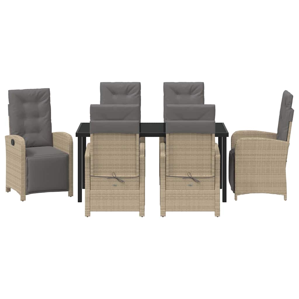 Garten Essgruppe 7 pcs Beige Poly-Rattan