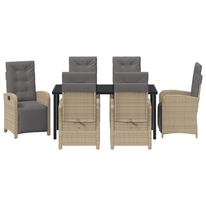 Garten Essgruppe 7 pcs Beige Poly-Rattan