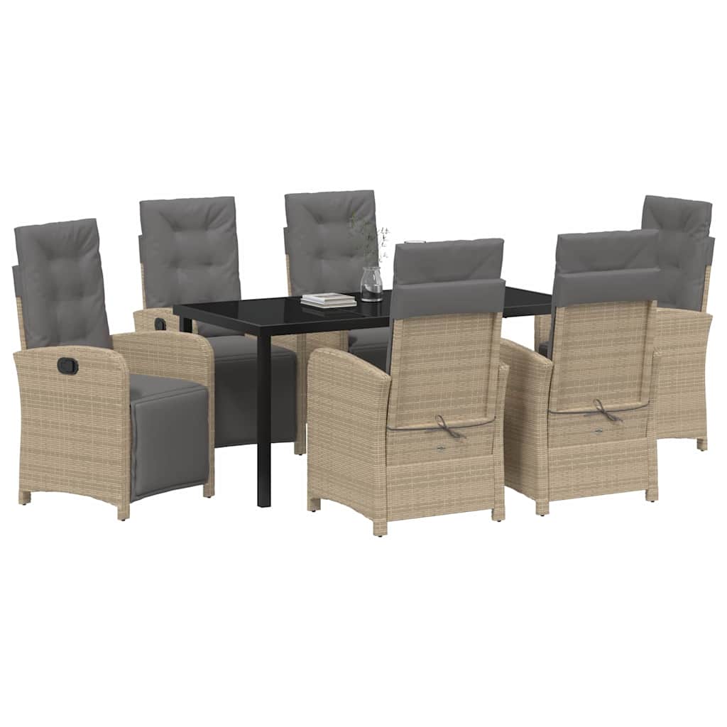 Garten Essgruppe 7 pcs Beige Poly-Rattan