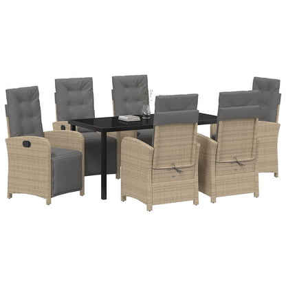 Garten Essgruppe 7 pcs Beige Poly-Rattan