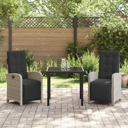 Garten Essgruppe 3 pcs Hellgrau Poly-Rattan
