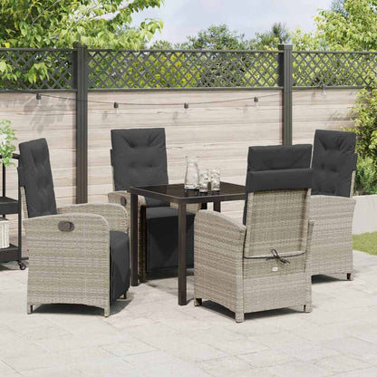 Garten Essgruppe 5 pcs Hellgrau Poly-Rattan