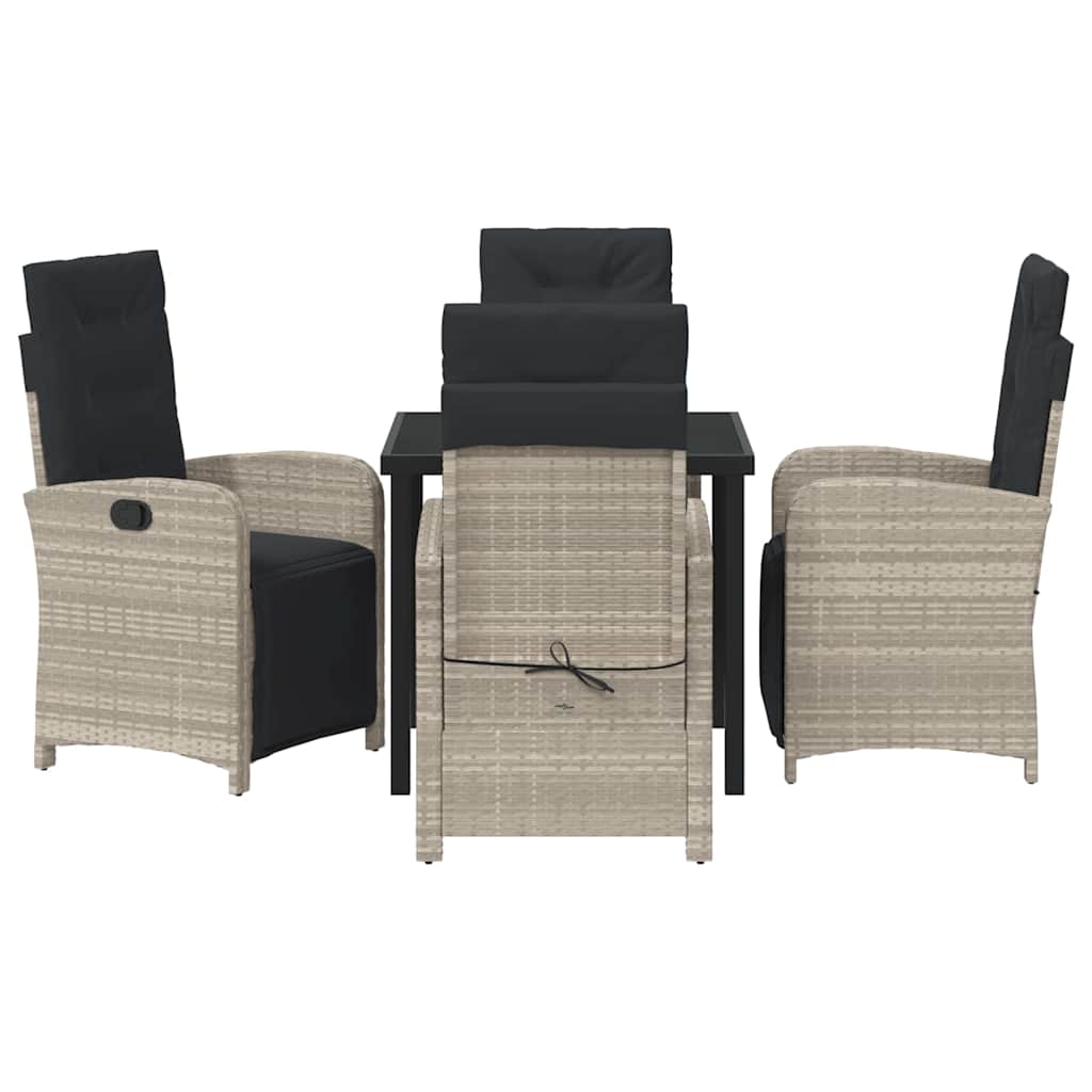 Garten Essgruppe 5 pcs Hellgrau Poly-Rattan