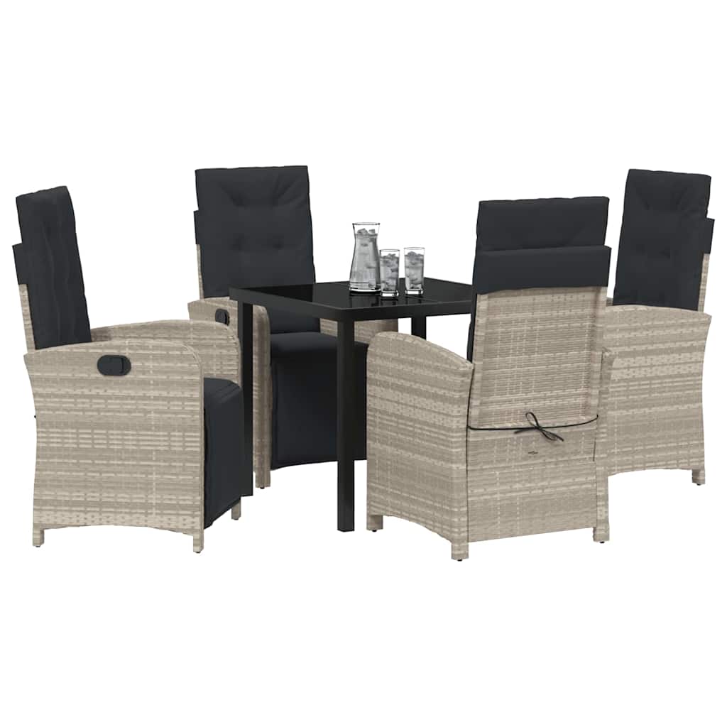 Garten Essgruppe 5 pcs Hellgrau Poly-Rattan