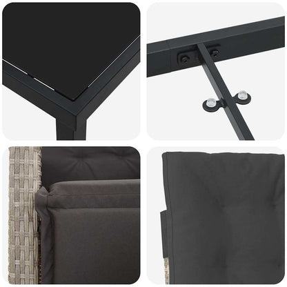 Garten Essgruppe 5 pcs Hellgrau Poly-Rattan