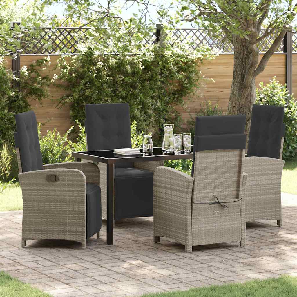 Garten Essgruppe 5 pcs Hellgrau Poly-Rattan