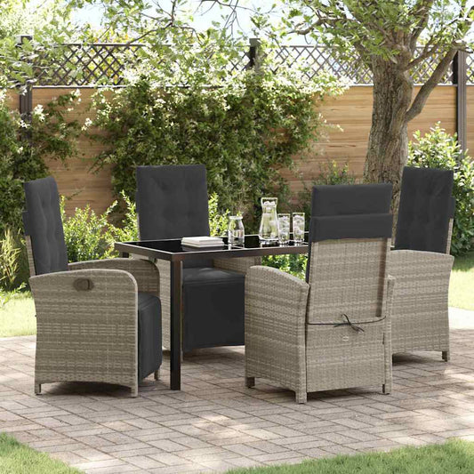Garten Essgruppe 5 pcs Hellgrau Poly-Rattan