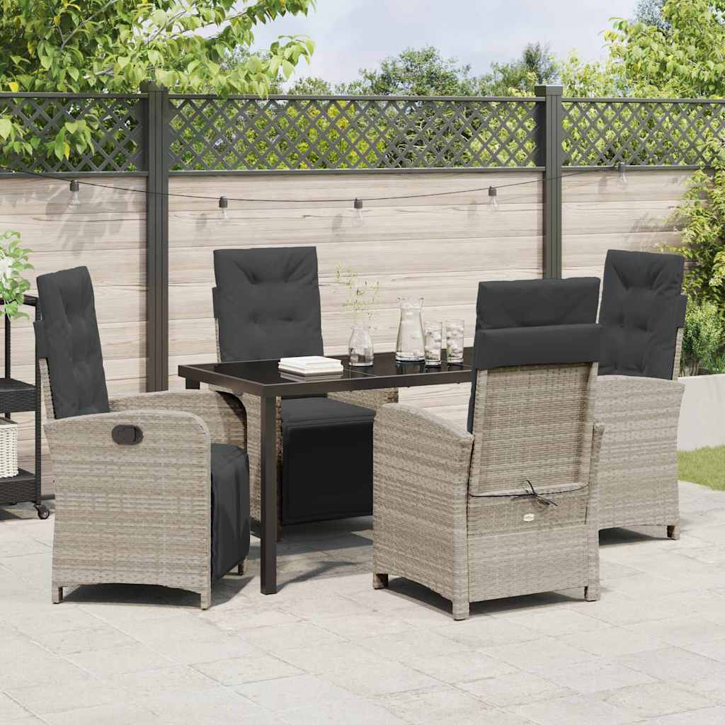 Garten Essgruppe 5 pcs Hellgrau Poly-Rattan