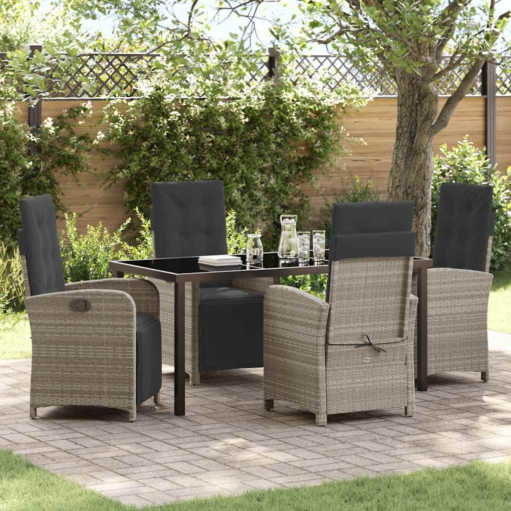 Garten Essgruppe 5 pcs Hellgrau Poly-Rattan
