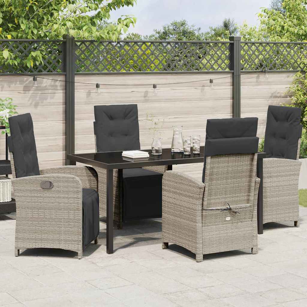 Garten Essgruppe 5 pcs Hellgrau Poly-Rattan