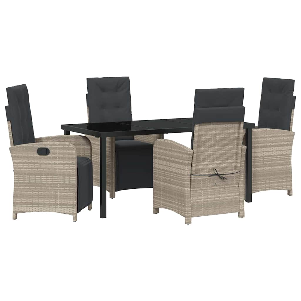 Garten Essgruppe 5 pcs Hellgrau Poly-Rattan
