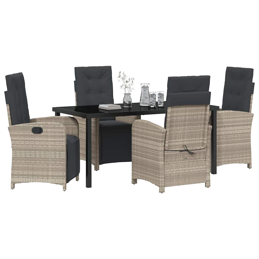 Garten Essgruppe 5 pcs Hellgrau Poly-Rattan