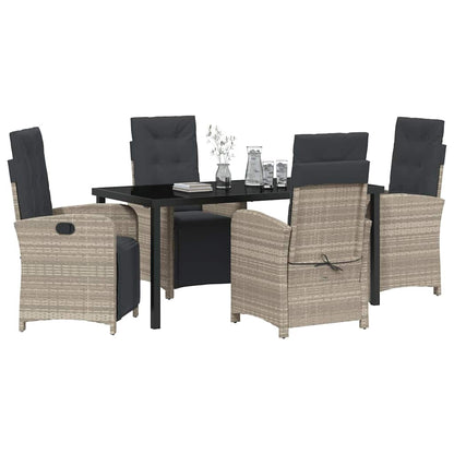 Garten Essgruppe 5 pcs Hellgrau Poly-Rattan
