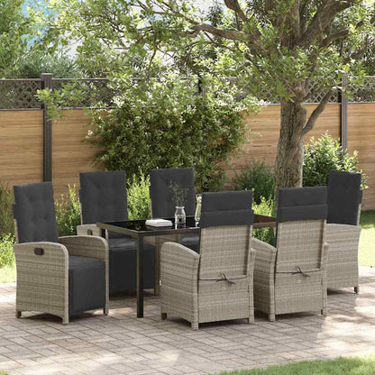 Garten Essgruppe 7 pcs Hellgrau Poly-Rattan