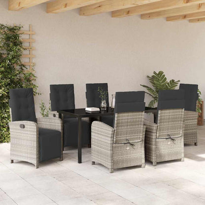 Garten Essgruppe 7 pcs Hellgrau Poly-Rattan