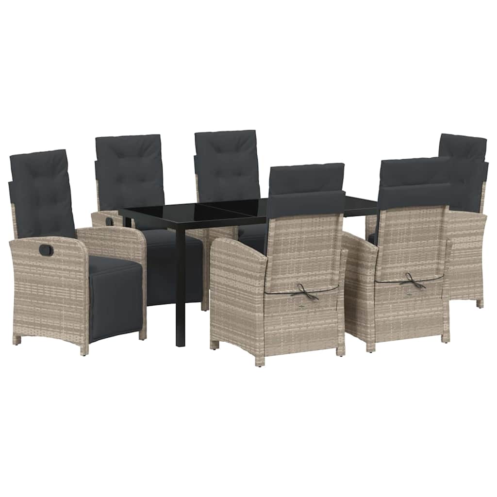 Garten Essgruppe 7 pcs Hellgrau Poly-Rattan