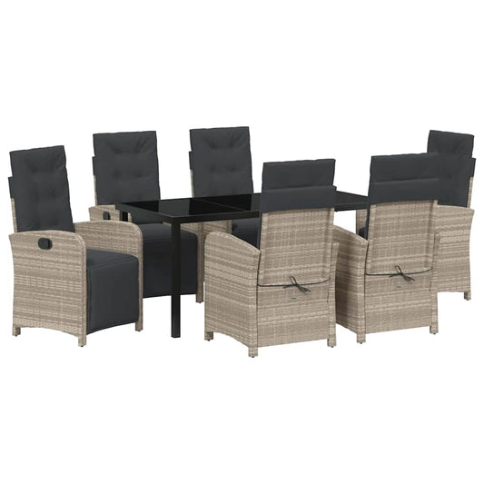 Garten Essgruppe 7 pcs Hellgrau Poly-Rattan