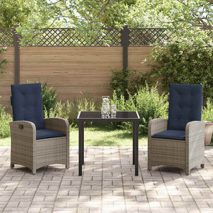 Garten Essgruppe 3 pcs Grau Poly-Rattan