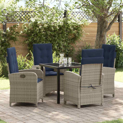 Garten Essgruppe 5 pcs Grau Poly-Rattan