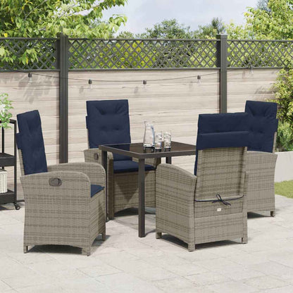 Garten Essgruppe 5 pcs Grau Poly-Rattan