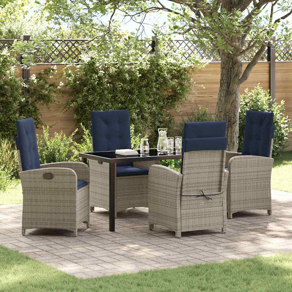 Garten Essgruppe 5 pcs Grau Poly-Rattan