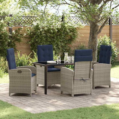 Garten Essgruppe 5 pcs Grau Poly-Rattan
