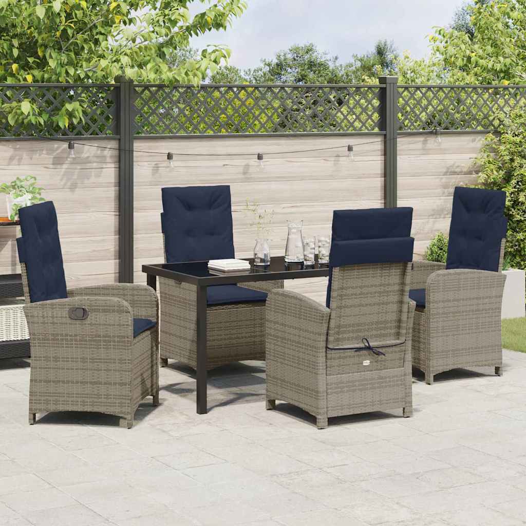 Garten Essgruppe 5 pcs Grau Poly-Rattan