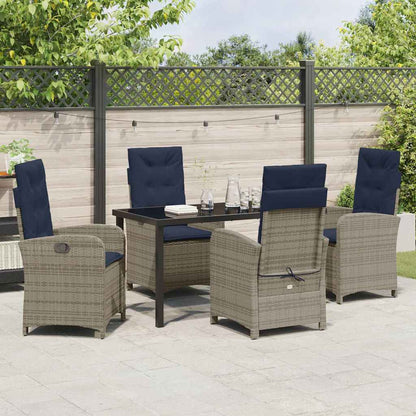 Garten Essgruppe 5 pcs Grau Poly-Rattan