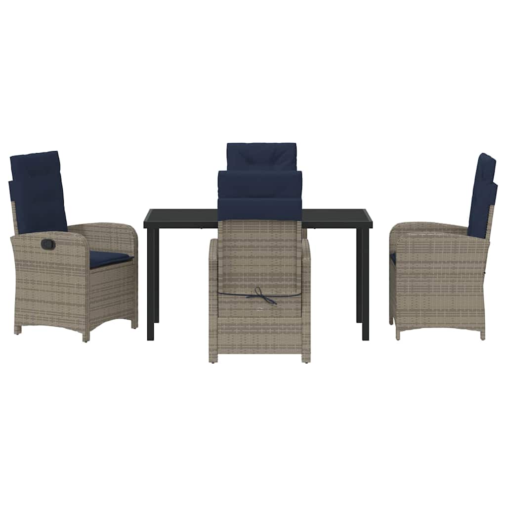 Garten Essgruppe 5 pcs Grau Poly-Rattan