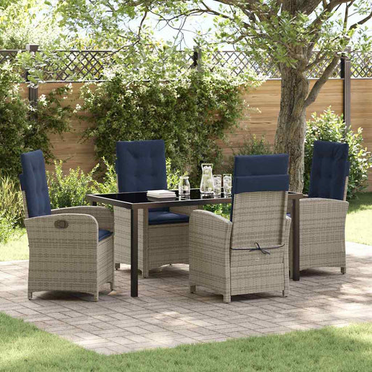 Garten Essgruppe 5 pcs Grau Poly-Rattan
