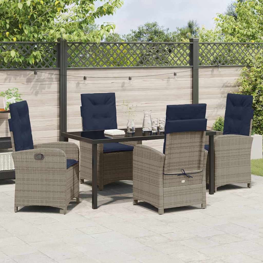 Garten Essgruppe 5 pcs Grau Poly-Rattan