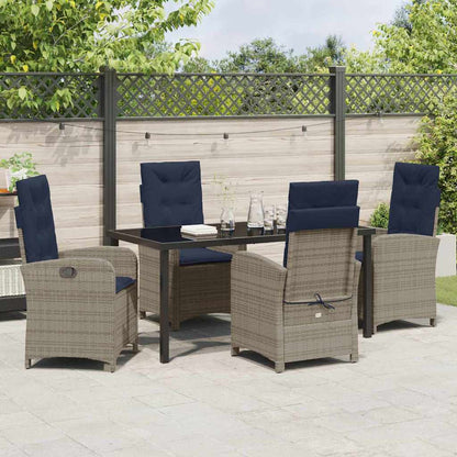 Garten Essgruppe 5 pcs Grau Poly-Rattan