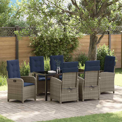 Garten Essgruppe 7 pcs Grau Poly-Rattan