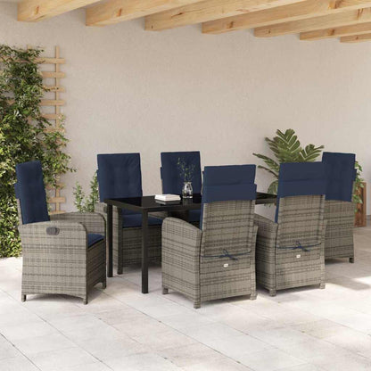 Garten Essgruppe 7 pcs Grau Poly-Rattan
