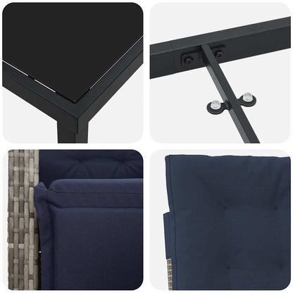 Garten Essgruppe 3 pcs Grau Poly-Rattan