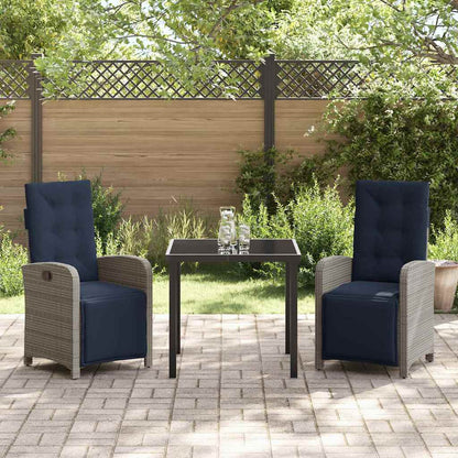 Garten Essgruppe 3 pcs Grau Poly-Rattan