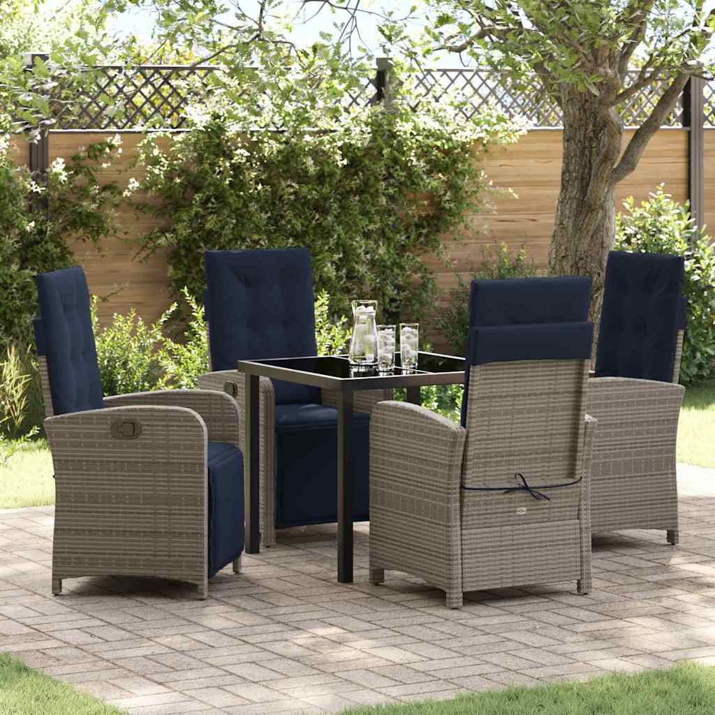 Garten Essgruppe 5 pcs Grau Poly-Rattan