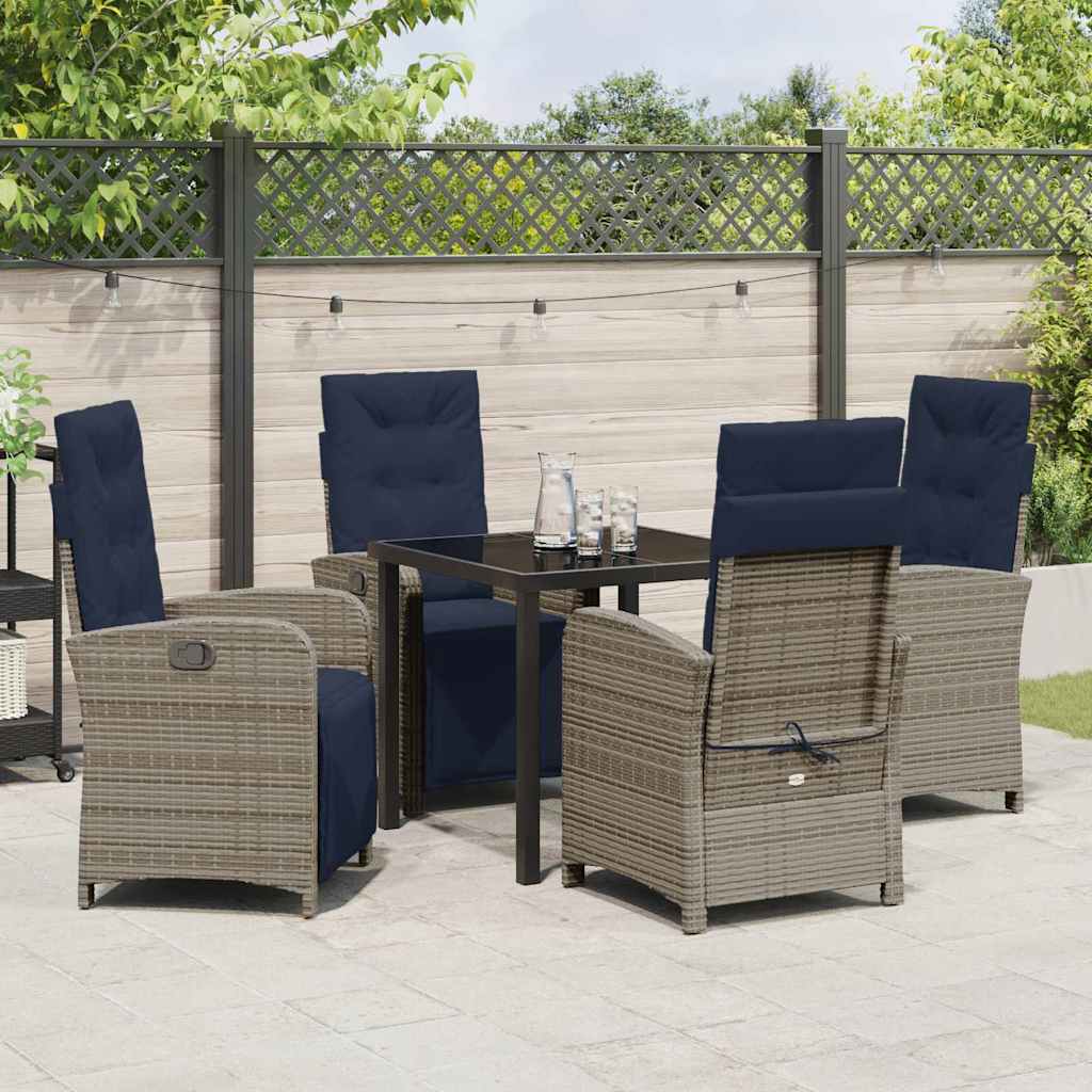 Garten Essgruppe 5 pcs Grau Poly-Rattan