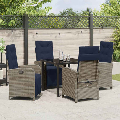 Garten Essgruppe 5 pcs Grau Poly-Rattan